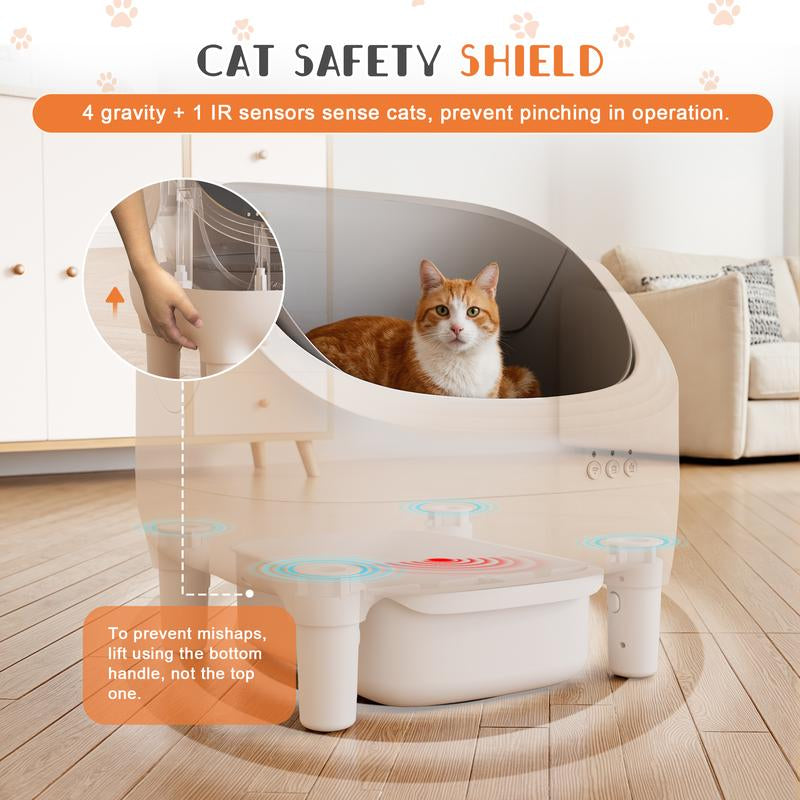 Warcat Automatic Open-Top Cat Litter Box with Smart App Control 2.4G Wifi Self-Cleaning Litter Box with Safety Sensors #Tiktokshoprestock