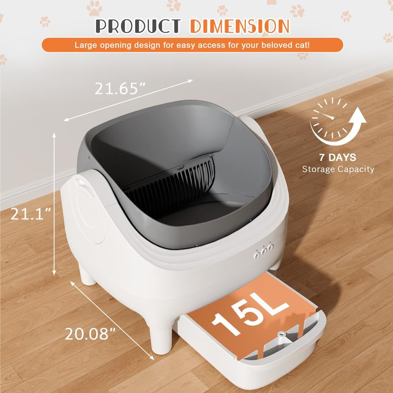Warcat Automatic Open-Top Cat Litter Box with Smart App Control 2.4G Wifi Self-Cleaning Litter Box with Safety Sensors #Tiktokshoprestock