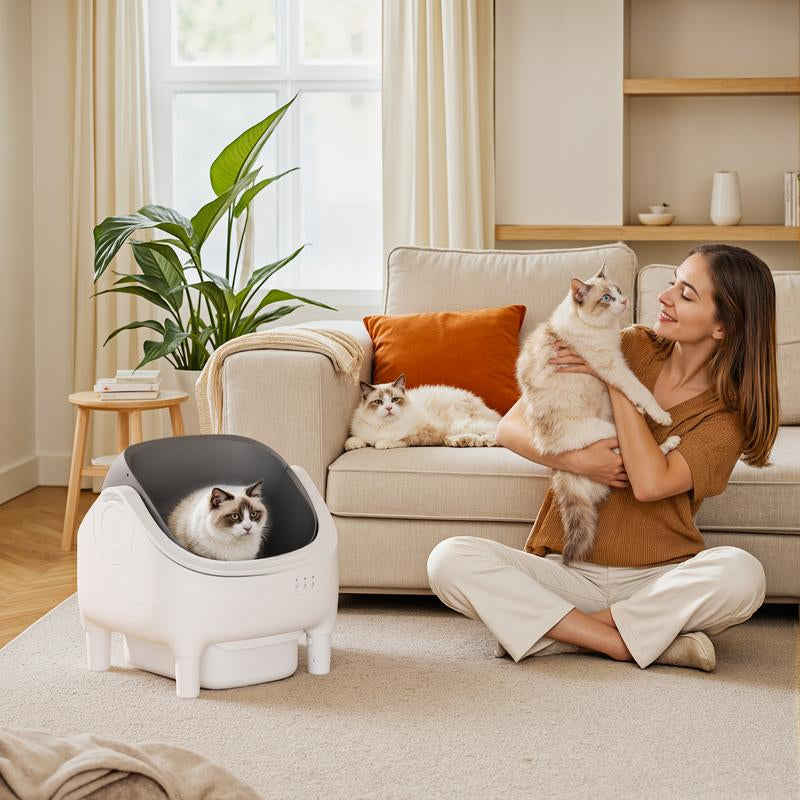 Warcat Automatic Open-Top Cat Litter Box with Smart App Control 2.4G Wifi Self-Cleaning Litter Box with Safety Sensors #Tiktokshoprestock
