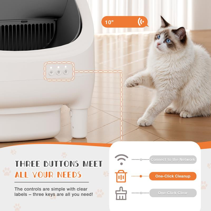 Warcat Automatic Open-Top Cat Litter Box with Smart App Control 2.4G Wifi Self-Cleaning Litter Box with Safety Sensors #Tiktokshoprestock