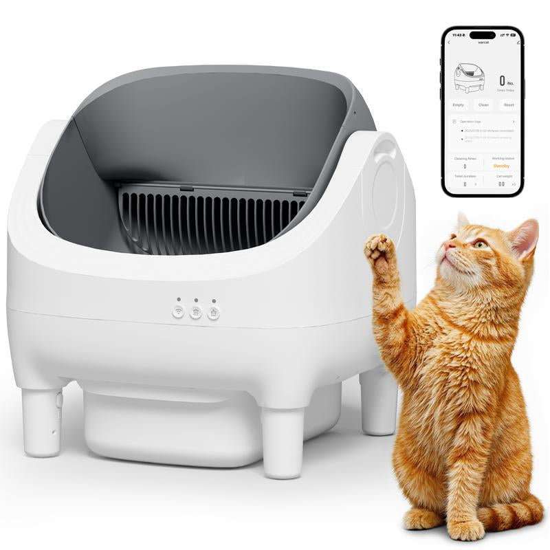 Warcat Automatic Open-Top Cat Litter Box with Smart App Control 2.4G Wifi Self-Cleaning Litter Box with Safety Sensors #Tiktokshoprestock