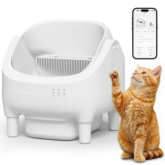 Warcat Automatic Open-Top Cat Litter Box with Smart App Control 2.4G Wifi Self-Cleaning Litter Box with Safety Sensors #Tiktokshoprestock